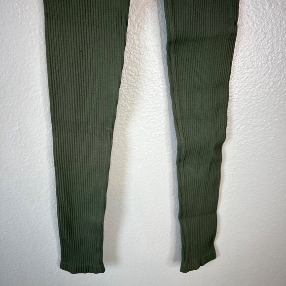 Nux Ribbed Green Compression Leggings Womens Size‎ S NEW - Picture 5 of 7